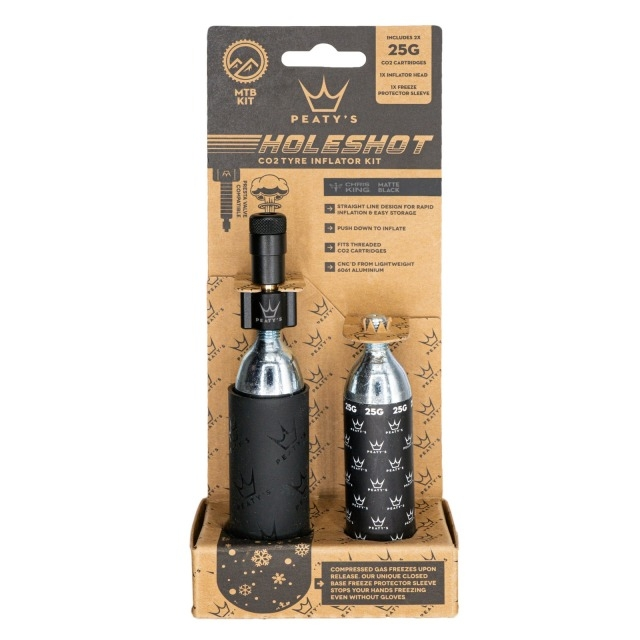 Peaty's Holeshot CO2 Tyre Inflator MTB, Black, incl. 25g CO2