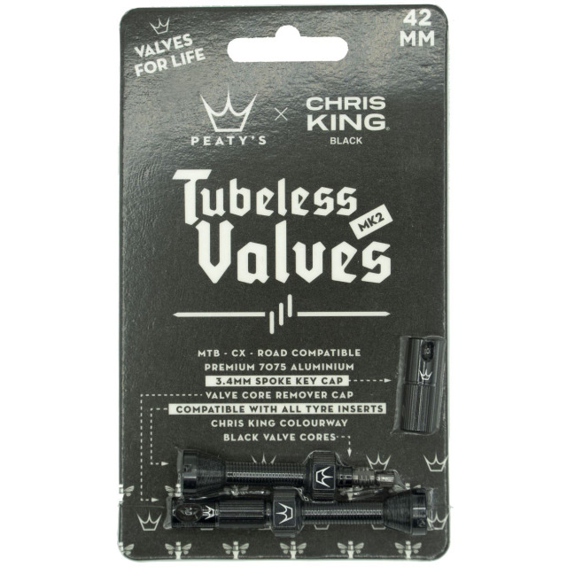 Peaty's Chris King Tubeless Valves MKII, Black, 42mm